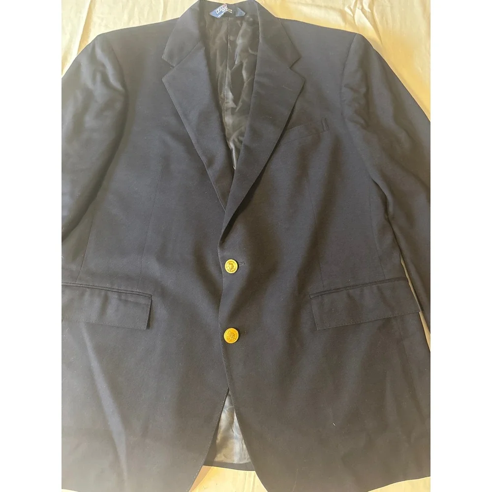 Polo Ralph Lauren Blazer Mens 42L Navy Blue  Gold‎ Crest Buttons USA